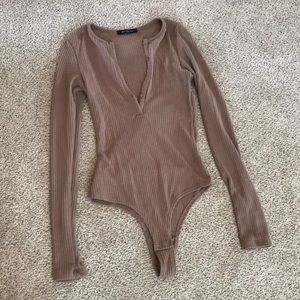 Tan/beige longsleeve bodysuit
